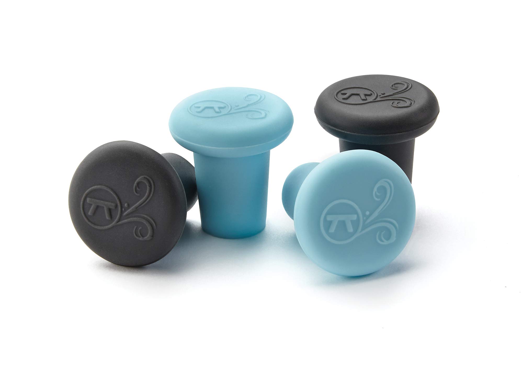 Outset Rolha de silicone para garrafa de vinho, conjunto de 4, preto e azul
