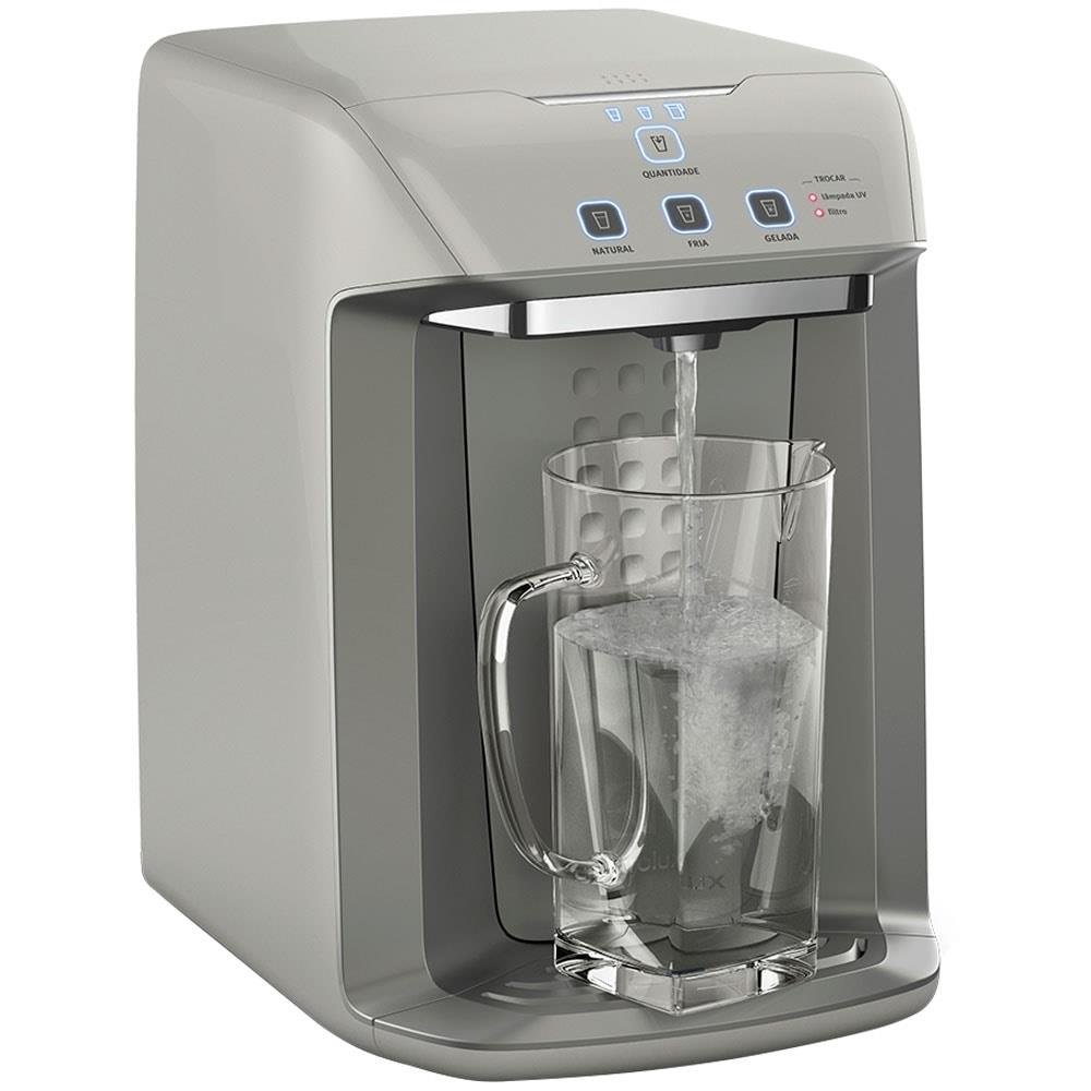 Purificador de Água Gelada Fria e Natural Elétrico Compacto Eletronico placa Electrolux Alerta troca de Filtro refil 12 meses ou 3000l lampada UV Painel Touch Bivolt Prata PA31G